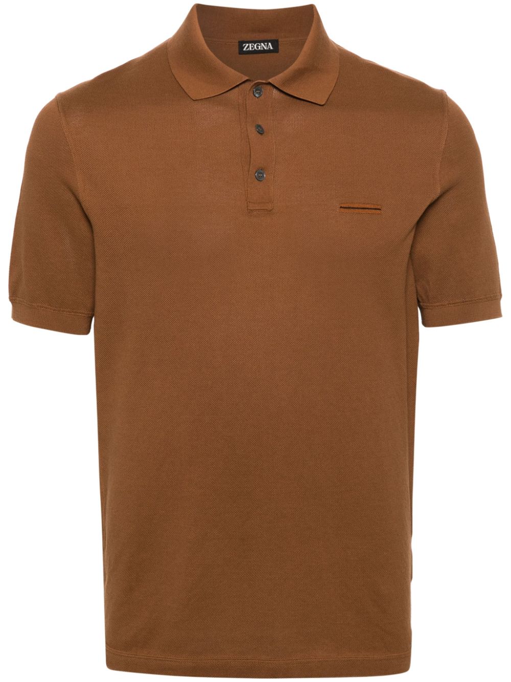 Zegna intarsia-knit-logo polo shirt - Brown von Zegna