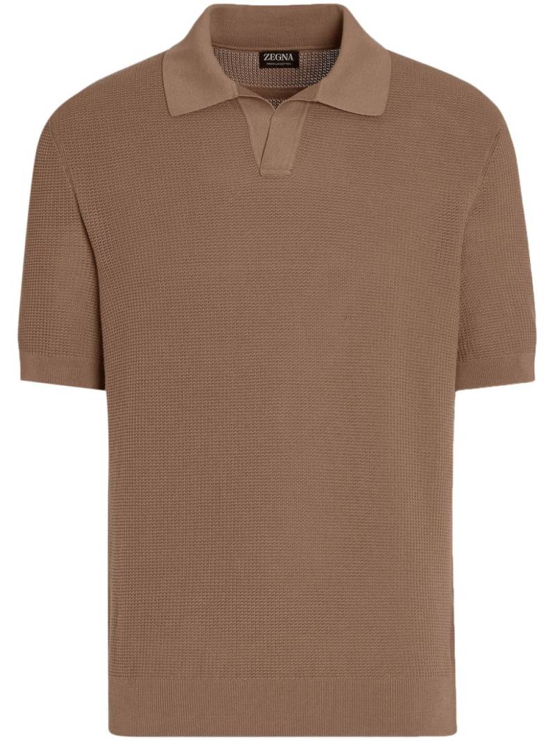 Zegna knitted cotton polo shirt - Brown von Zegna