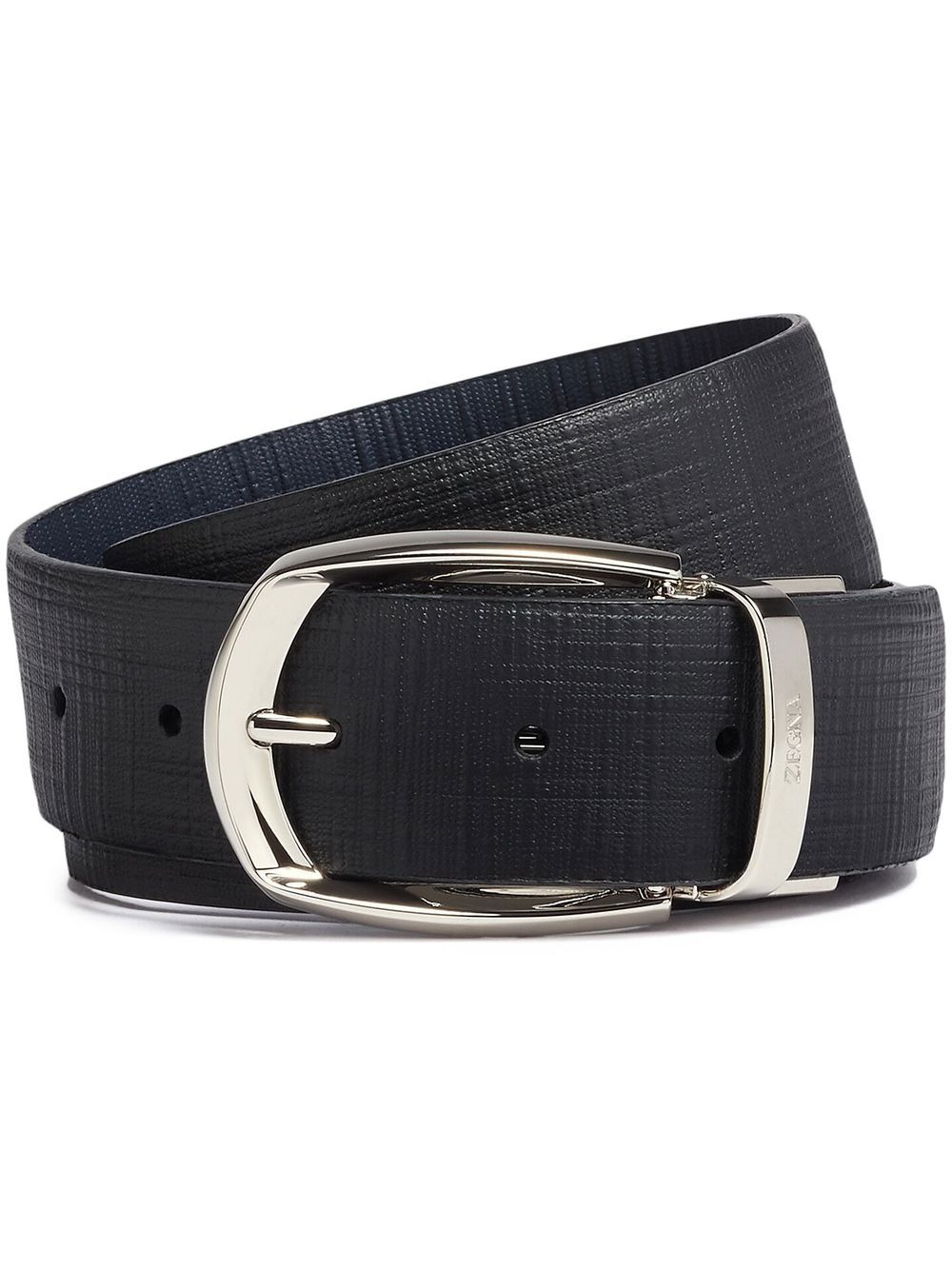 Zegna leather logo-engraved belt - Black von Zegna