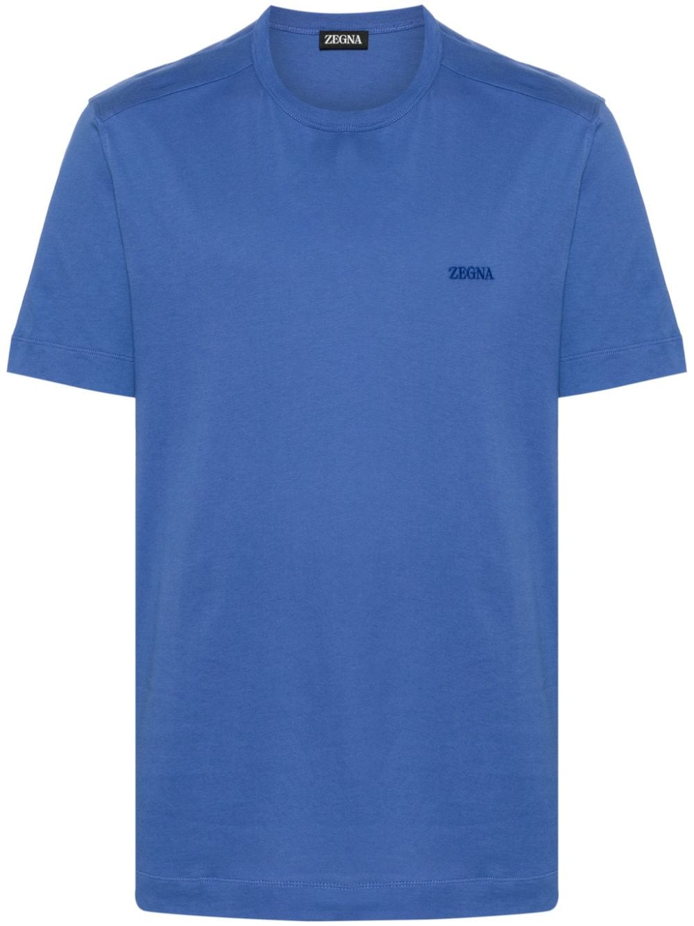 Zegna logo-embroidered cotton T-shirt - Blue von Zegna