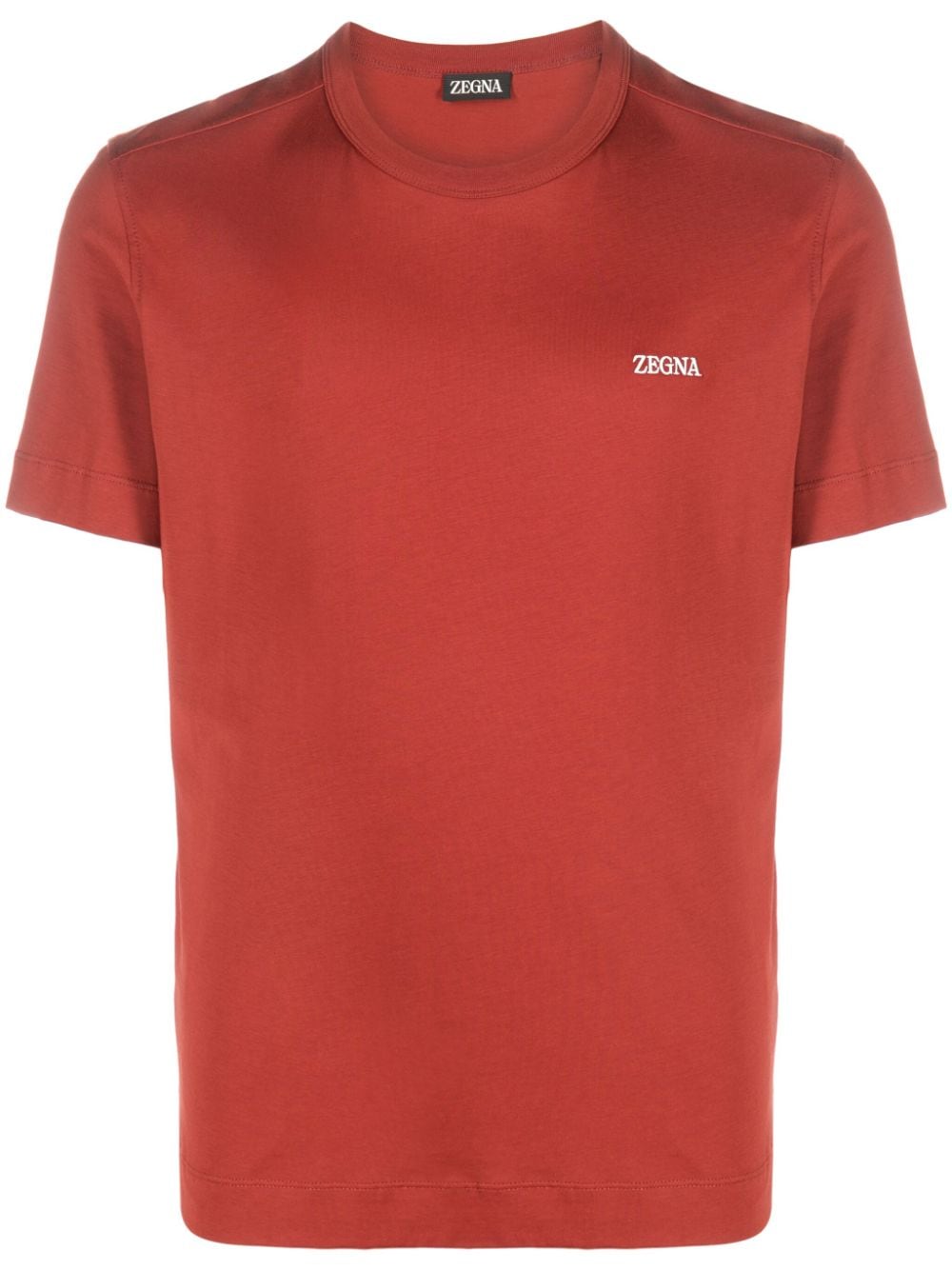 Zegna logo-embroidered cotton T-shirt - Orange von Zegna