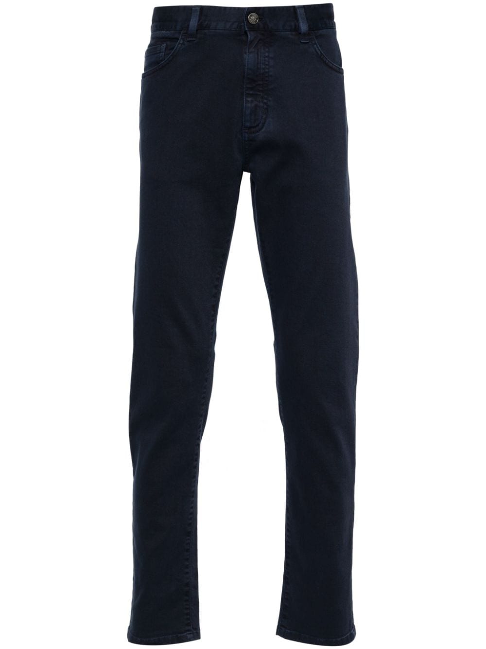 Zegna logo-patch mid-rise jeans - Blue von Zegna