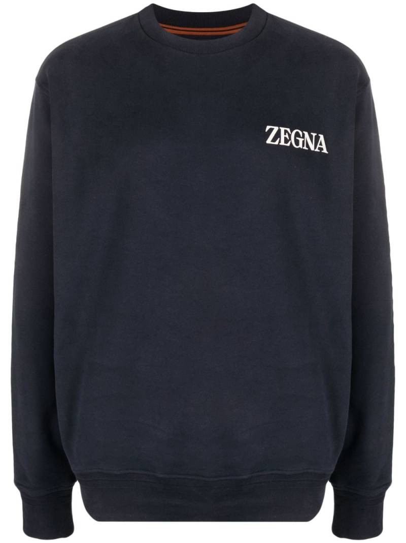 Zegna logo-print jersey-knit sweatshirt - Blue von Zegna