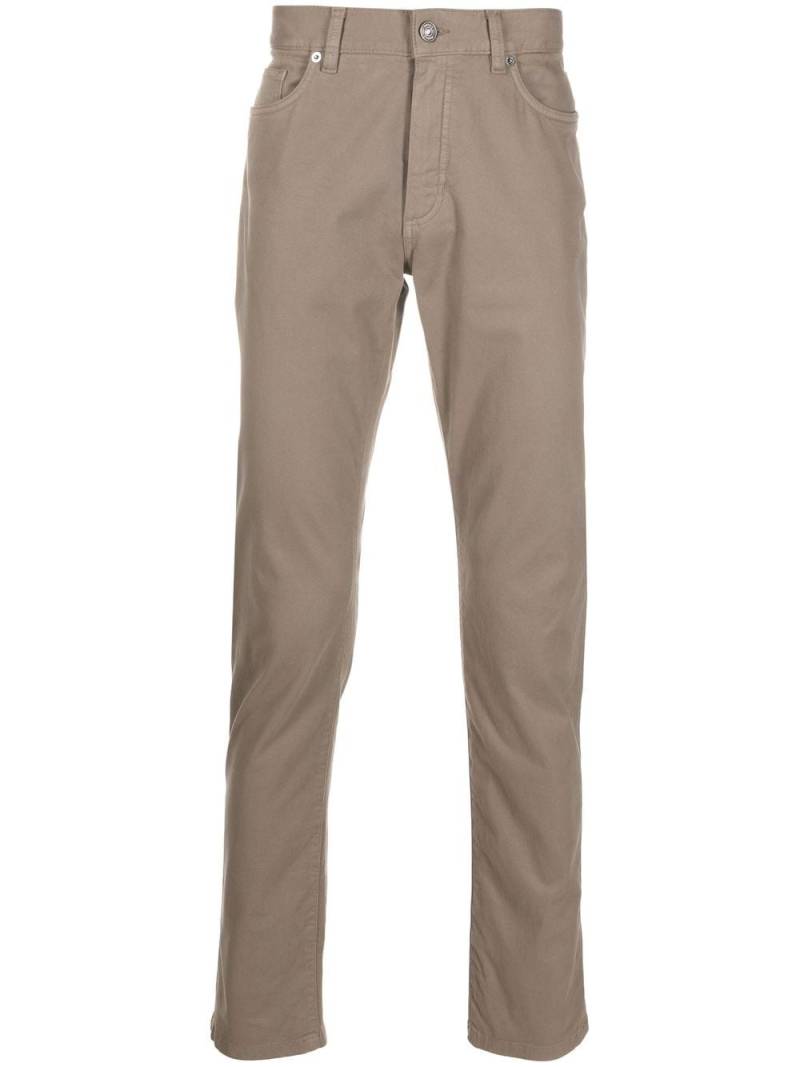 Zegna logo-tag five-pocket straight-leg trousers - Brown von Zegna