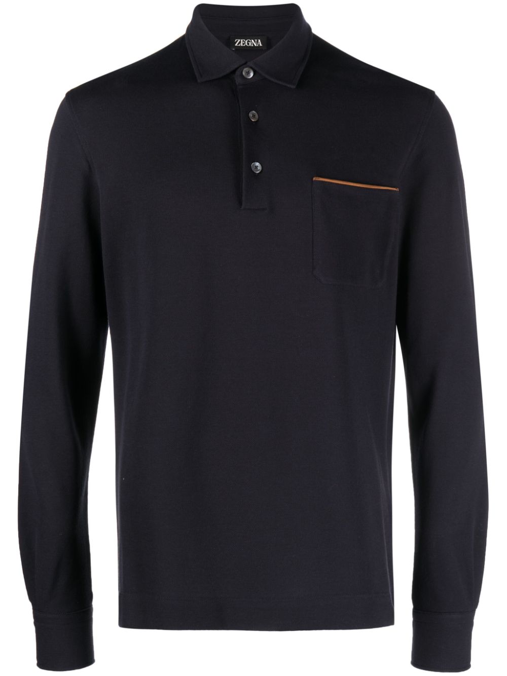 Zegna long-sleeve cotton polo shirt - Blue von Zegna