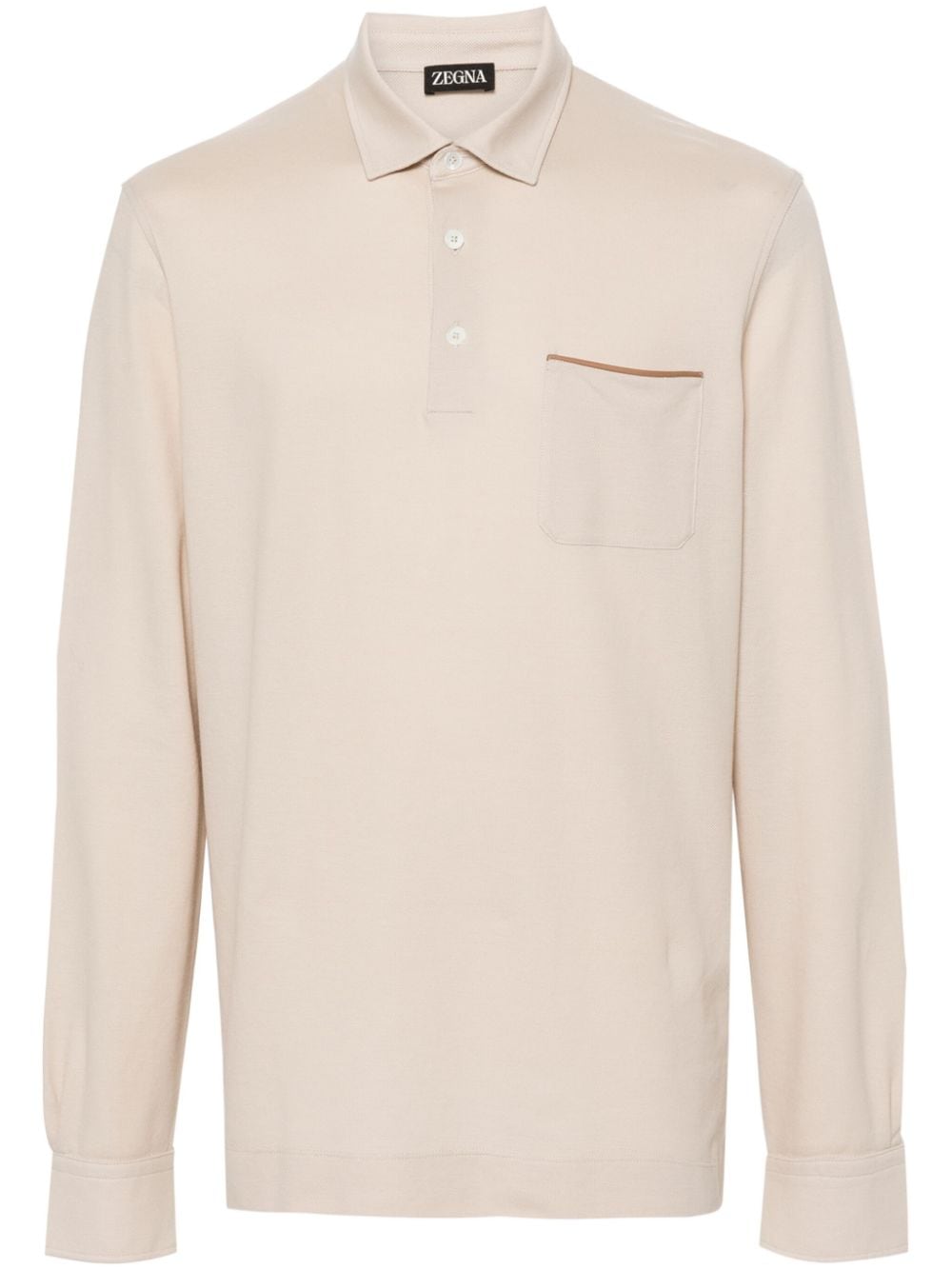 Zegna long-sleeve piqué polo shirt - Neutrals von Zegna