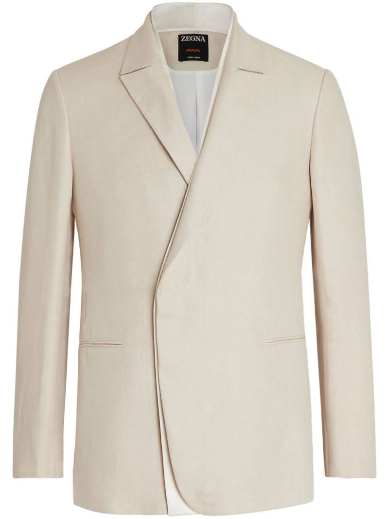 Zegna off-centre front linen blazer - Neutrals von Zegna