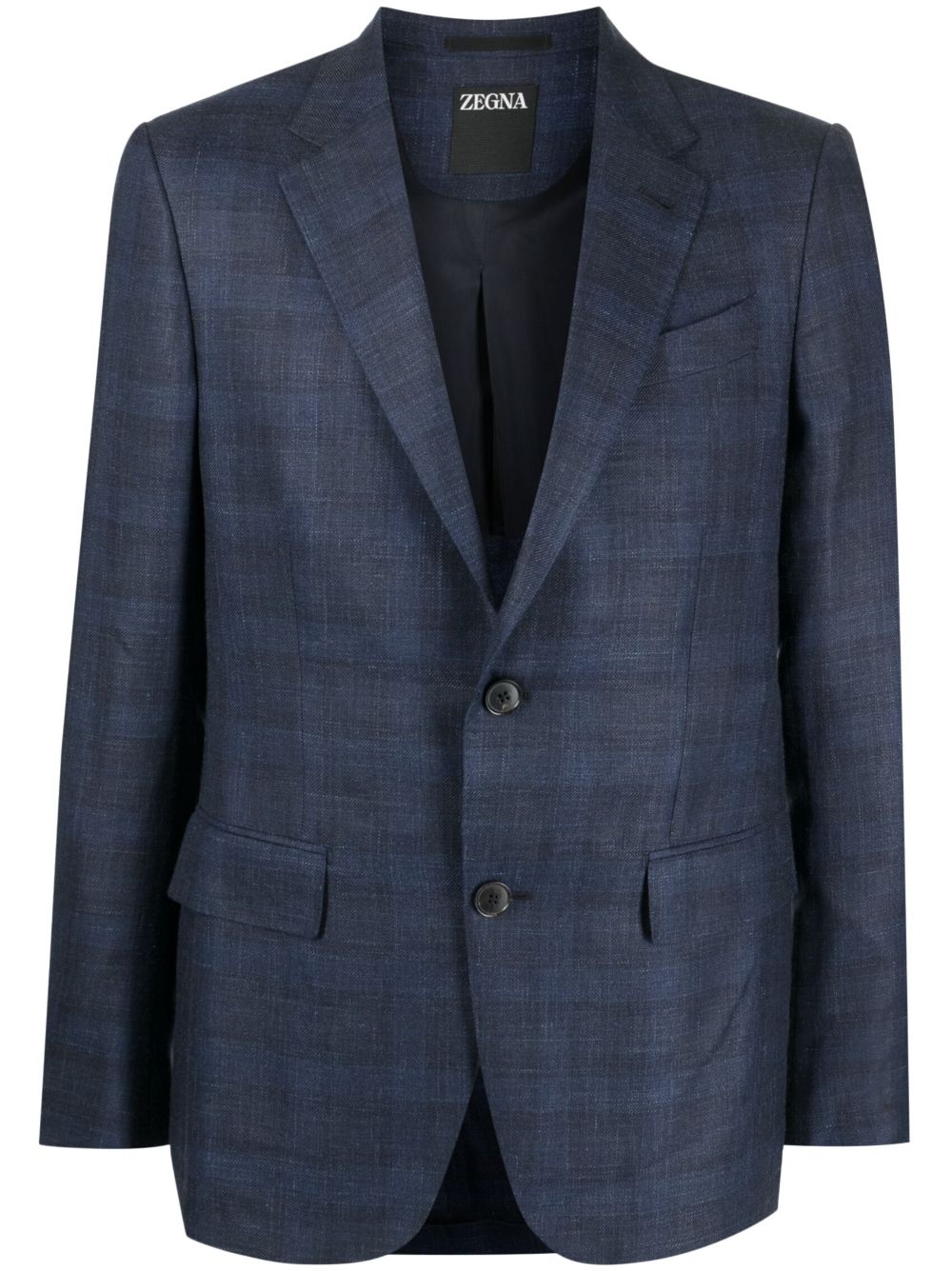 Zegna plaid-print single-breasted blazer - Blue von Zegna