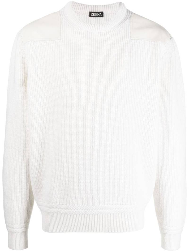 Zegna ribbed crew-neck sweatshirt - Neutrals von Zegna