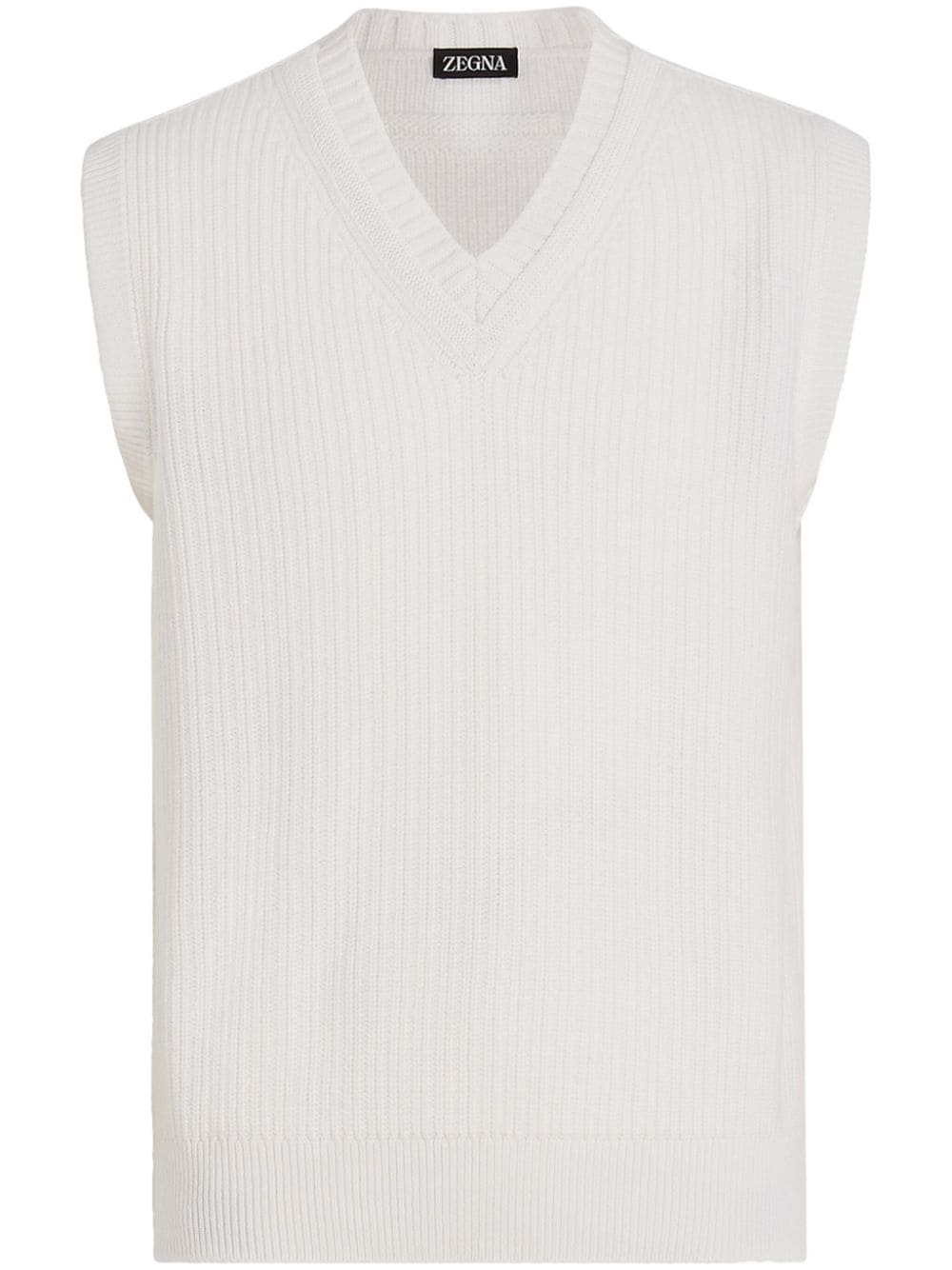 Zegna ribbed knit V-neck vest - White von Zegna