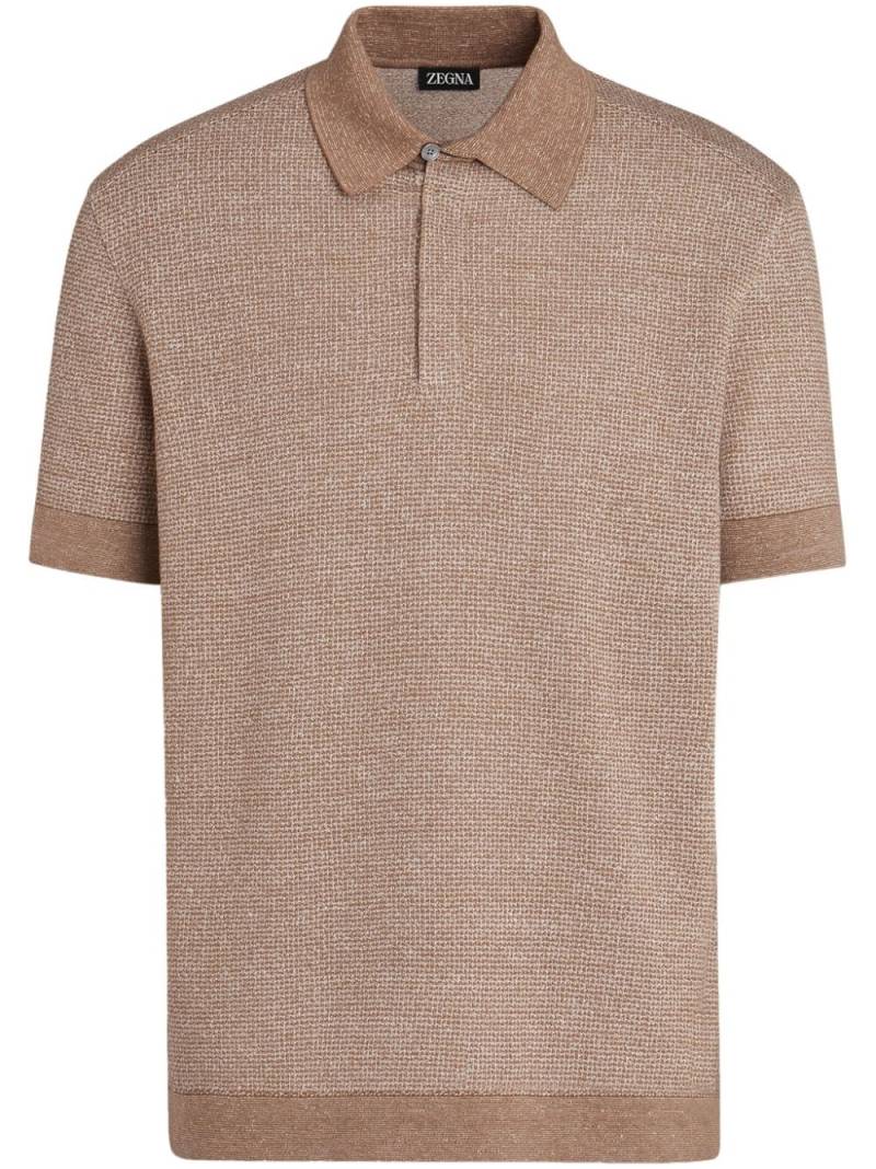 Zegna ribbed-trim knitted polo shirt - Neutrals von Zegna