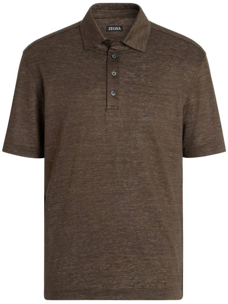Zegna Pure Linen short-sleeve polo shirt - Brown von Zegna