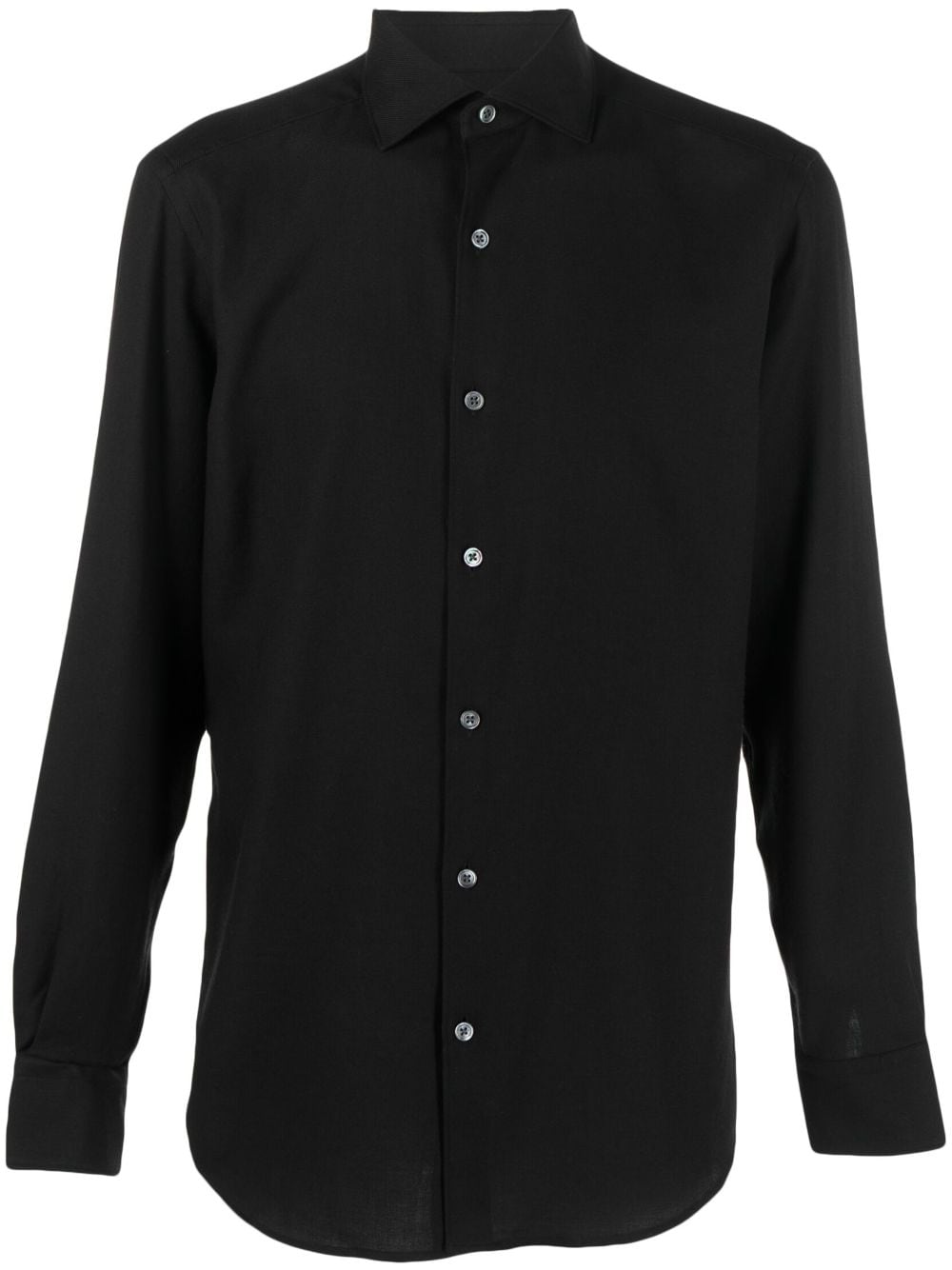 Zegna spread-collar cotton-cashmere shirt - Black von Zegna