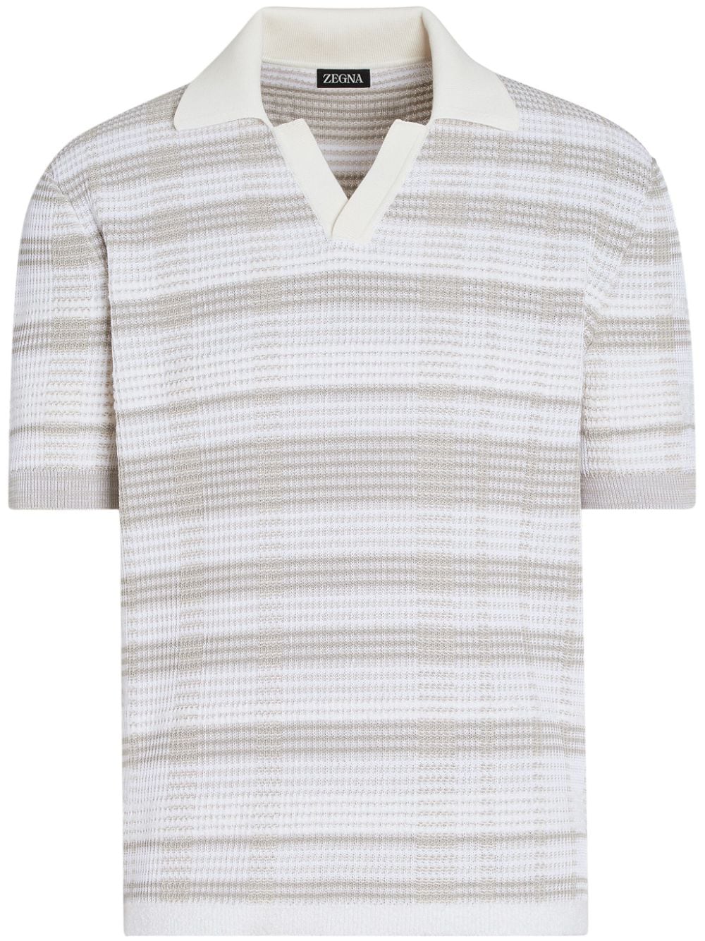 Zegna stripe-pattern cotton-blend polo shirt - White von Zegna