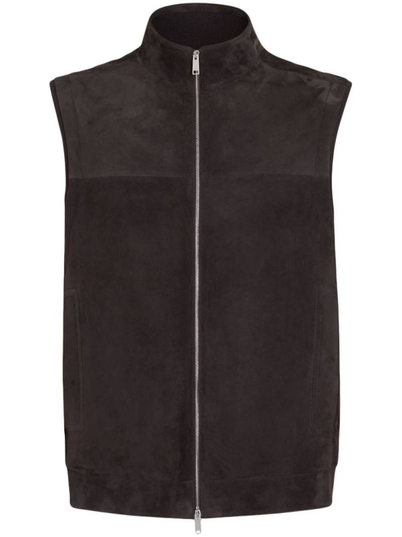 Zegna suede zip-front vest - Brown von Zegna