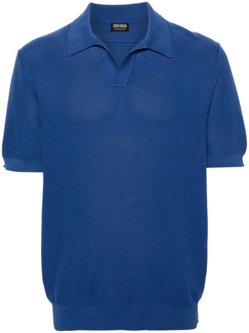 Zegna waffle-knit cotton polo shirt - Blue von Zegna