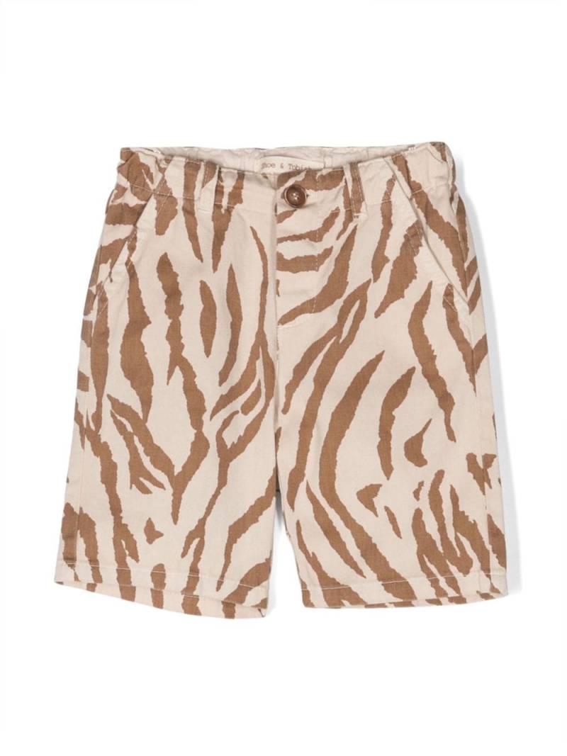 Zhoe & Tobiah tiger-print cotton shorts - Neutrals von Zhoe & Tobiah