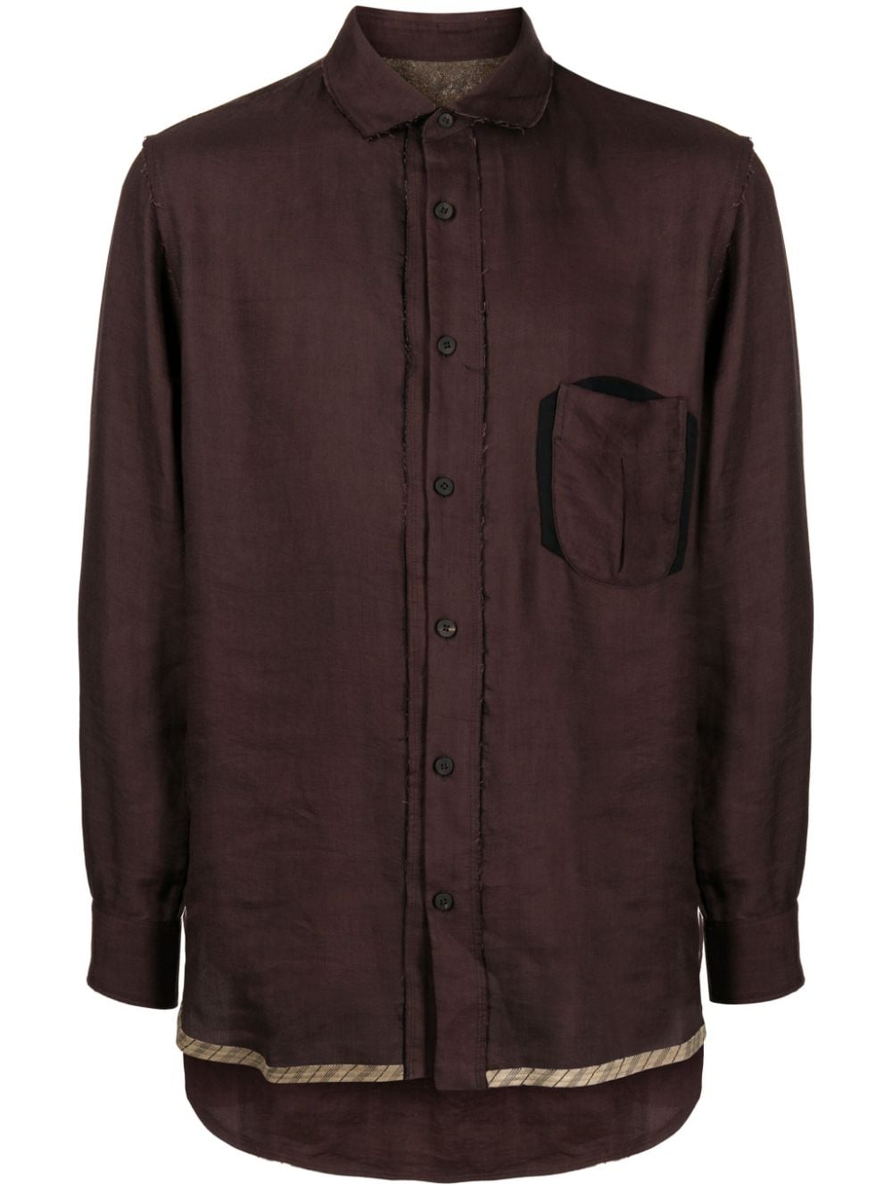 Ziggy Chen contrast-trim patch-pocket shirt - Brown von Ziggy Chen