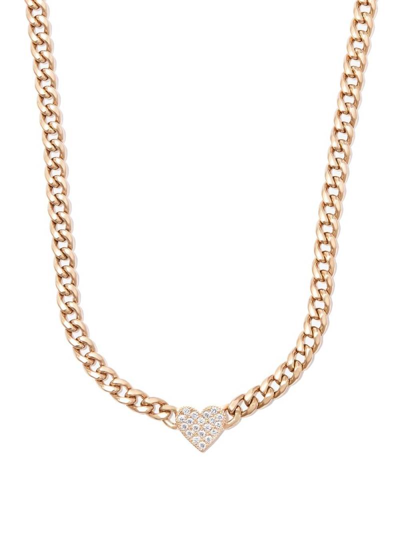 Zoë Chicco 14kt yellow gold diamond pave heart chain necklace von Zoë Chicco