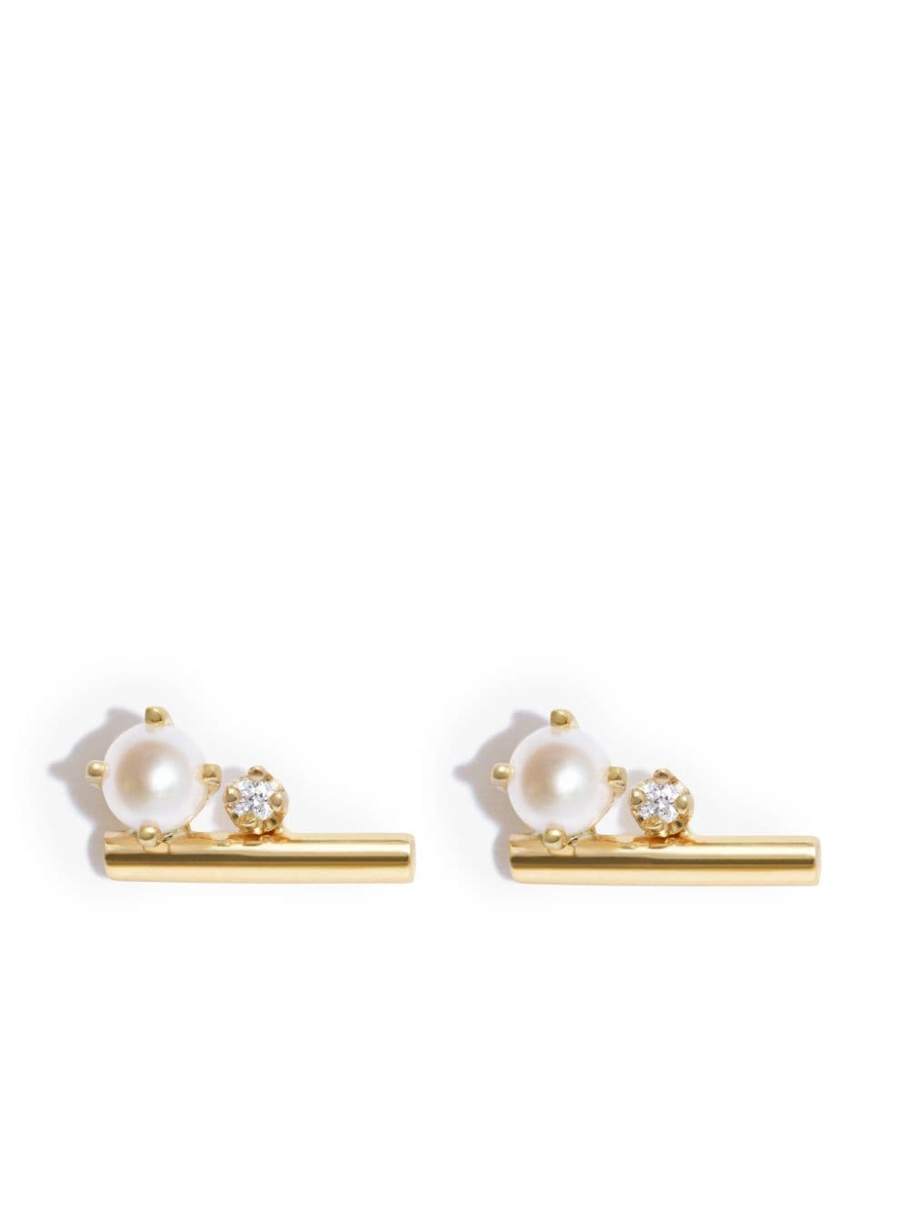 Zoë Chicco 14kt yellow gold pearl and diamond stud earrings von Zoë Chicco