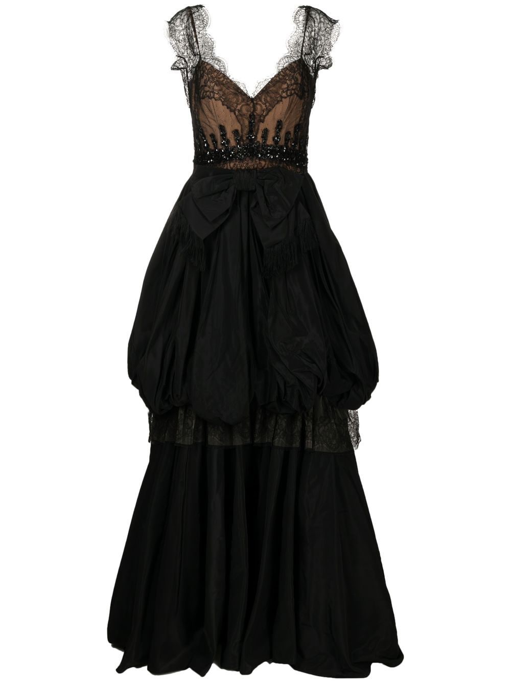 Zuhair Murad asymmetrical lace-detail gown - Black von Zuhair Murad