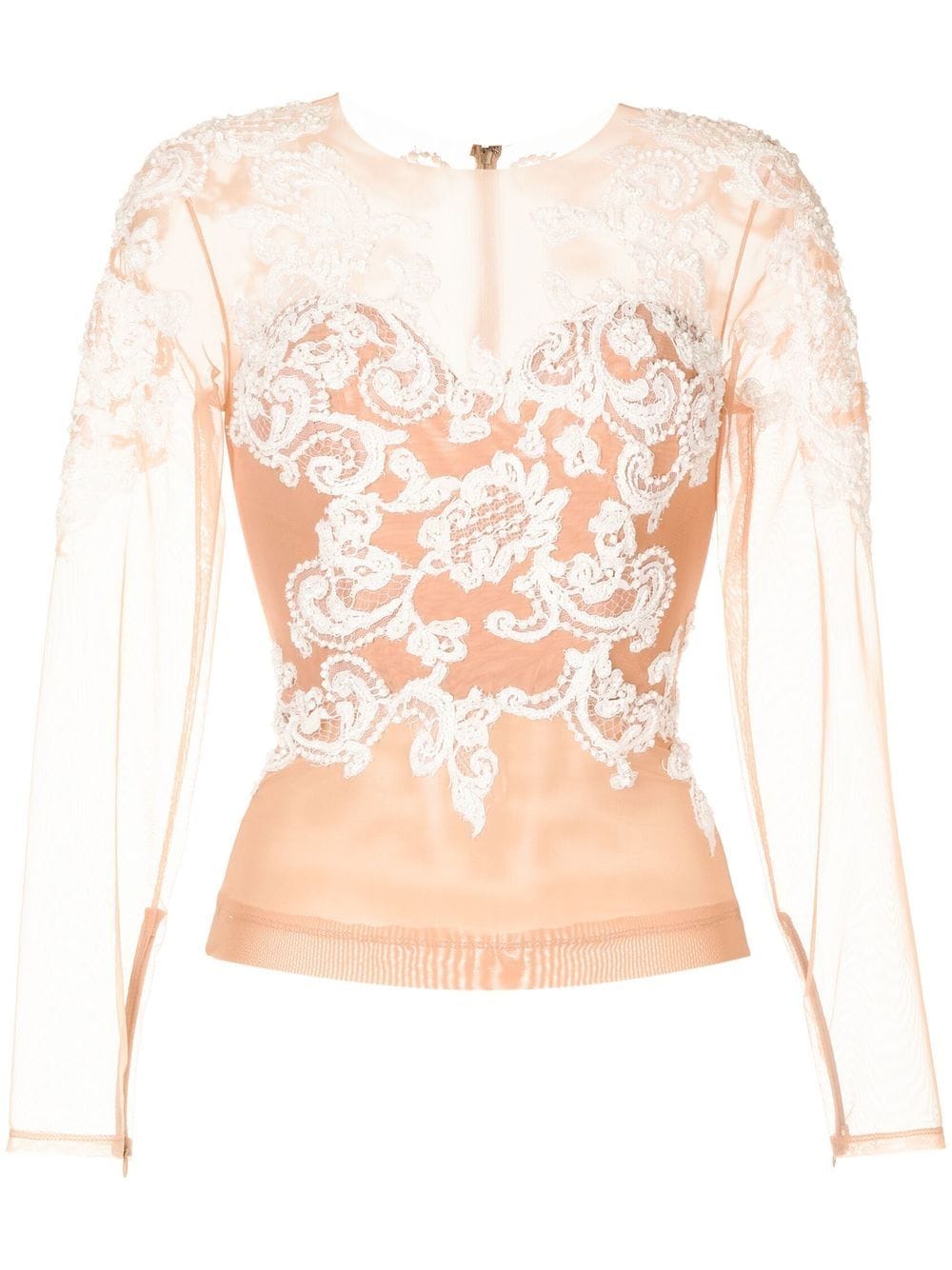 Zuhair Murad baroque-embroidered silk top - Pink von Zuhair Murad