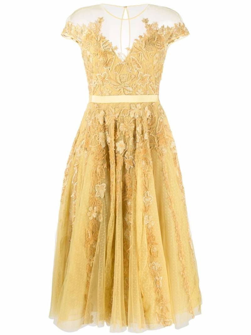 Zuhair Murad embroidered midi dress - Yellow von Zuhair Murad