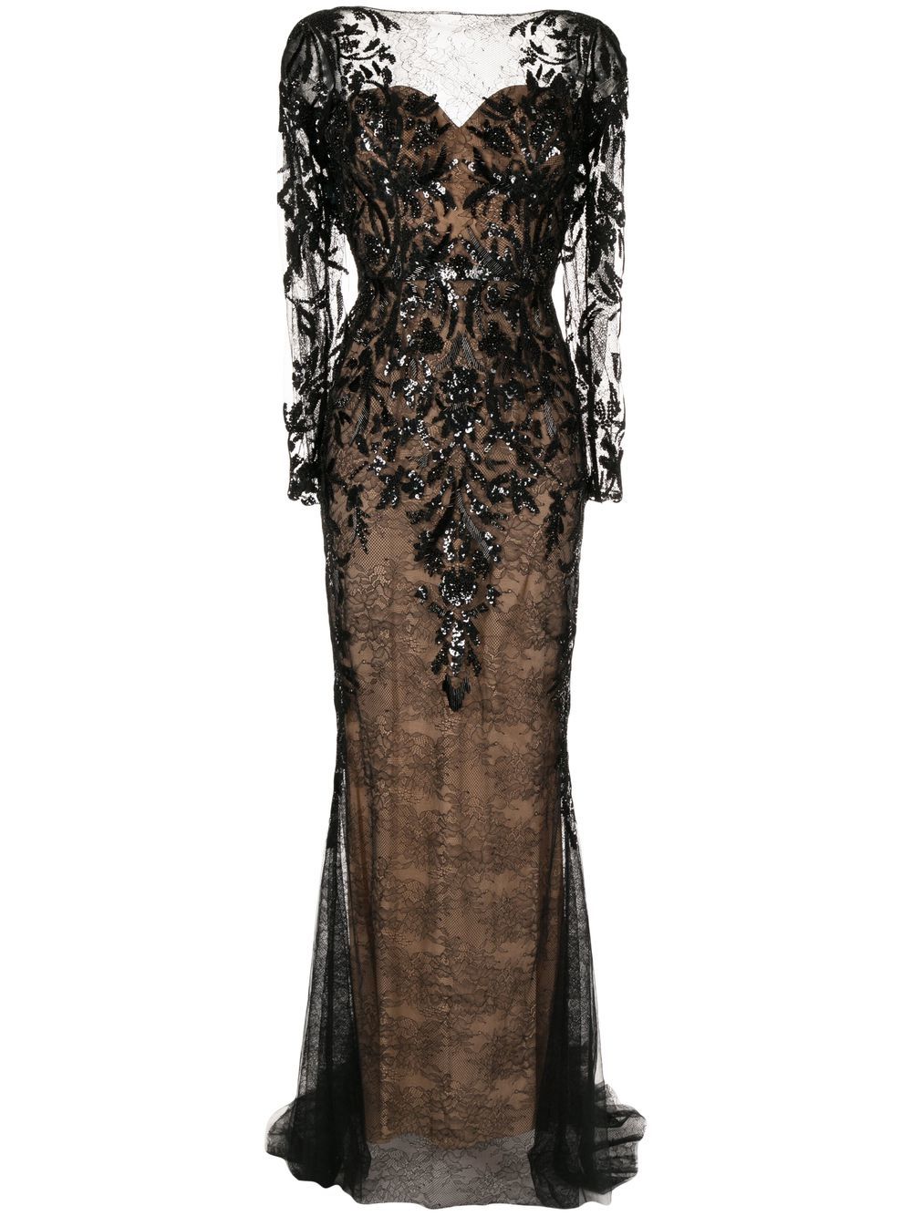 Zuhair Murad sequinned floral-lace gown - Black von Zuhair Murad