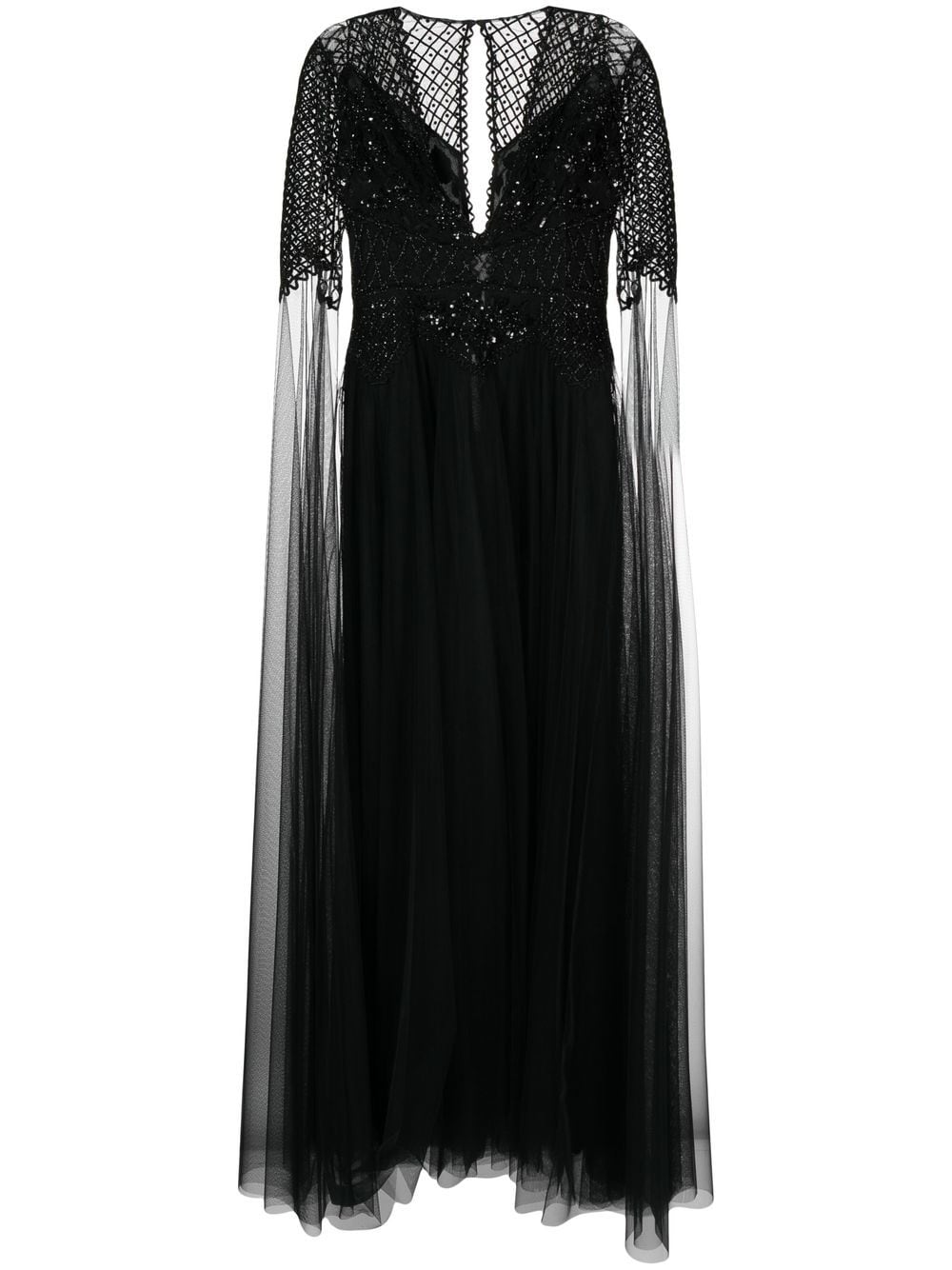 Zuhair Murad slit-sleeved tulle gown - Black von Zuhair Murad