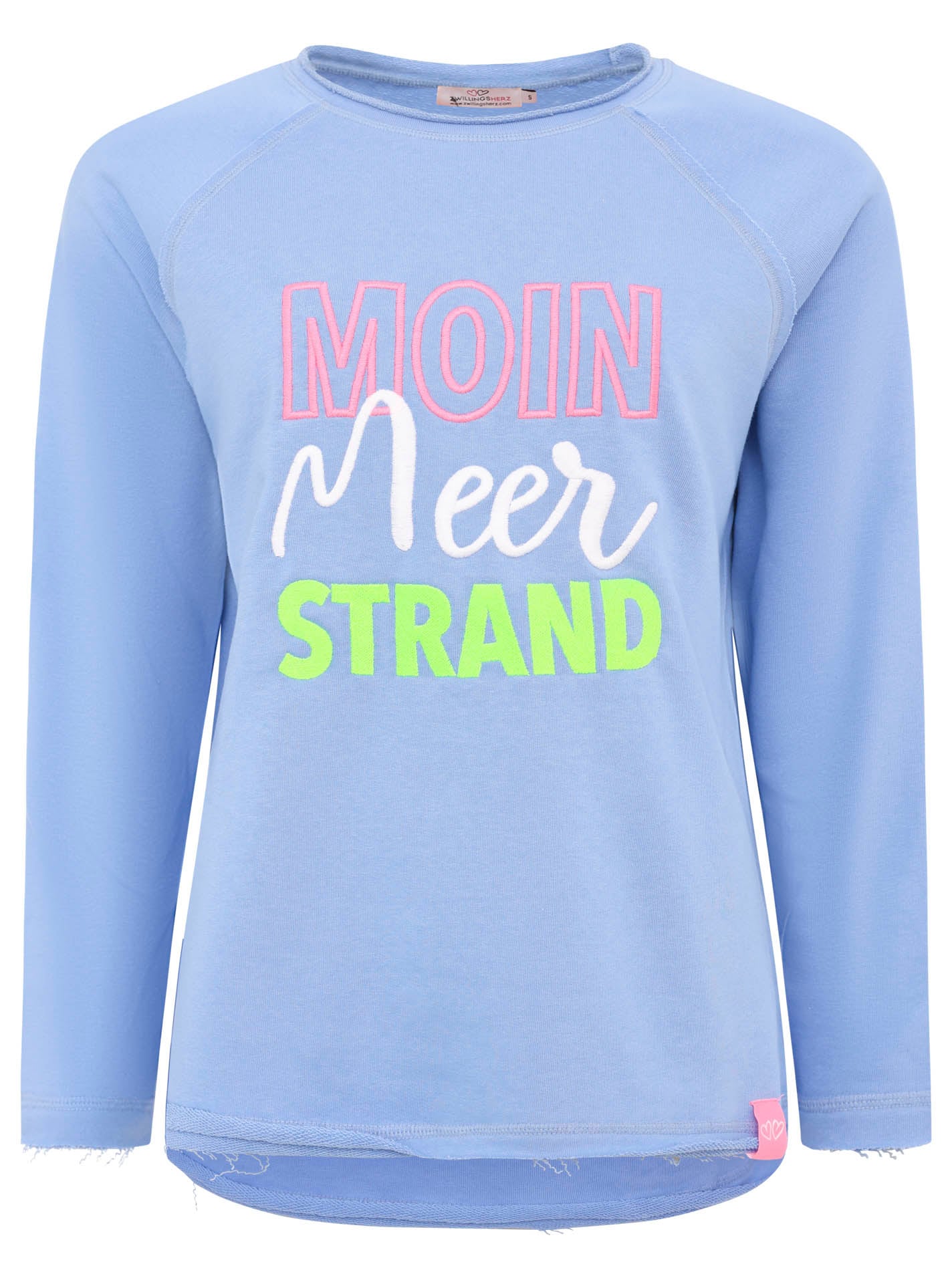 Zwillingsherz Hoodie »"Moin Meer Strand"«, mit Used-Look Kanten und maritimer Stickerei Zwillingsherz Hoodie »"Moin Meer Strand"«, mit Used-Look Kanten und maritimer Stickerei von Zwillingsherz