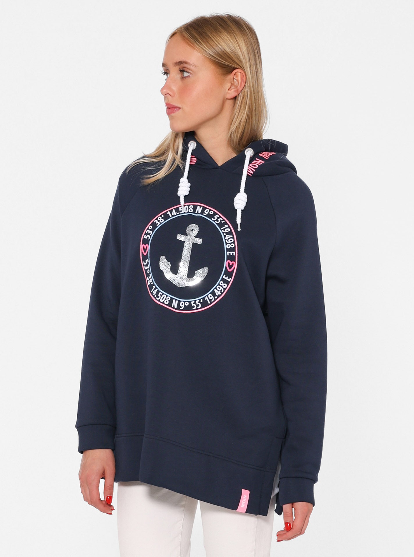 Zwillingsherz Hoodie »"Strandglück Paillette"«, mit Anker-Motiv und "Moin"- Schriftzug Zwillingsherz Hoodie »"Strandglück Paillette"«, mit Anker-Motiv und "Moin"- Schriftzug von Zwillingsherz