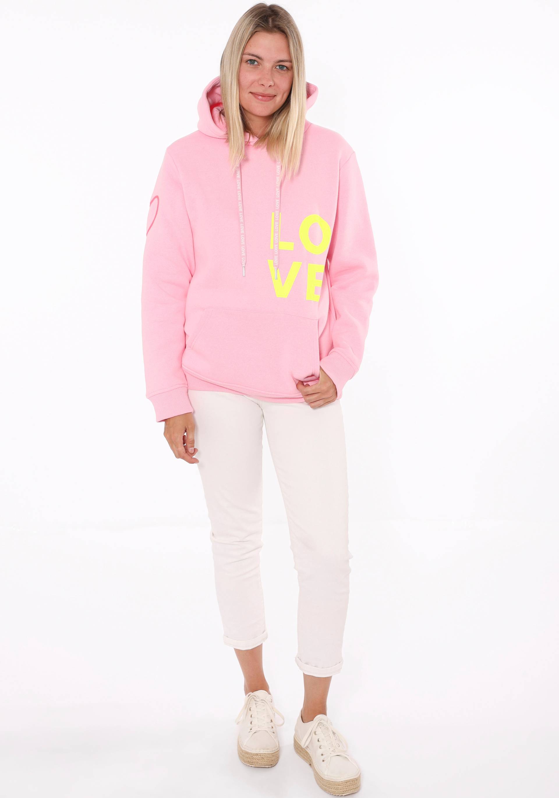 Zwillingsherz Kapuzensweatshirt, mit "Love"-Aufdruck und gesticktem Herz am Ärmel Zwillingsherz Kapuzensweatshirt, mit "Love"-Aufdruck und gesticktem Herz am Ärmel von Zwillingsherz