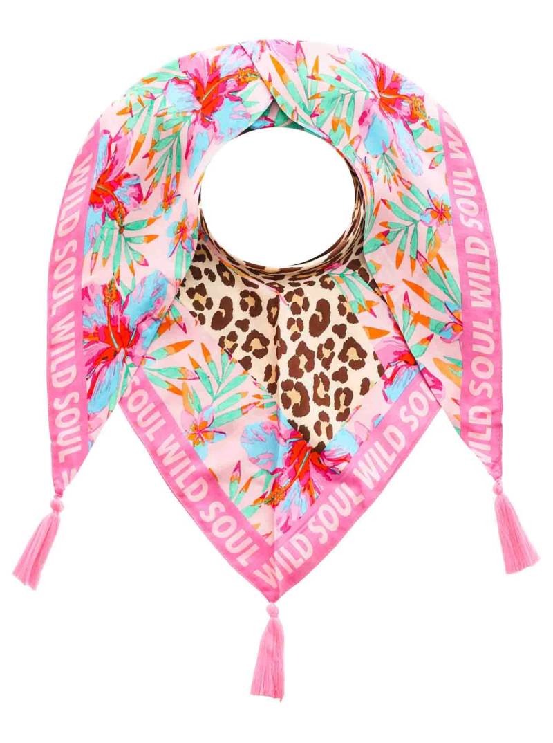 Zwillingsherz Modetuch »"Wild Jungle"«, mit Tasseln, buntem Blumenmuster und Leo Schrift von Zwillingsherz