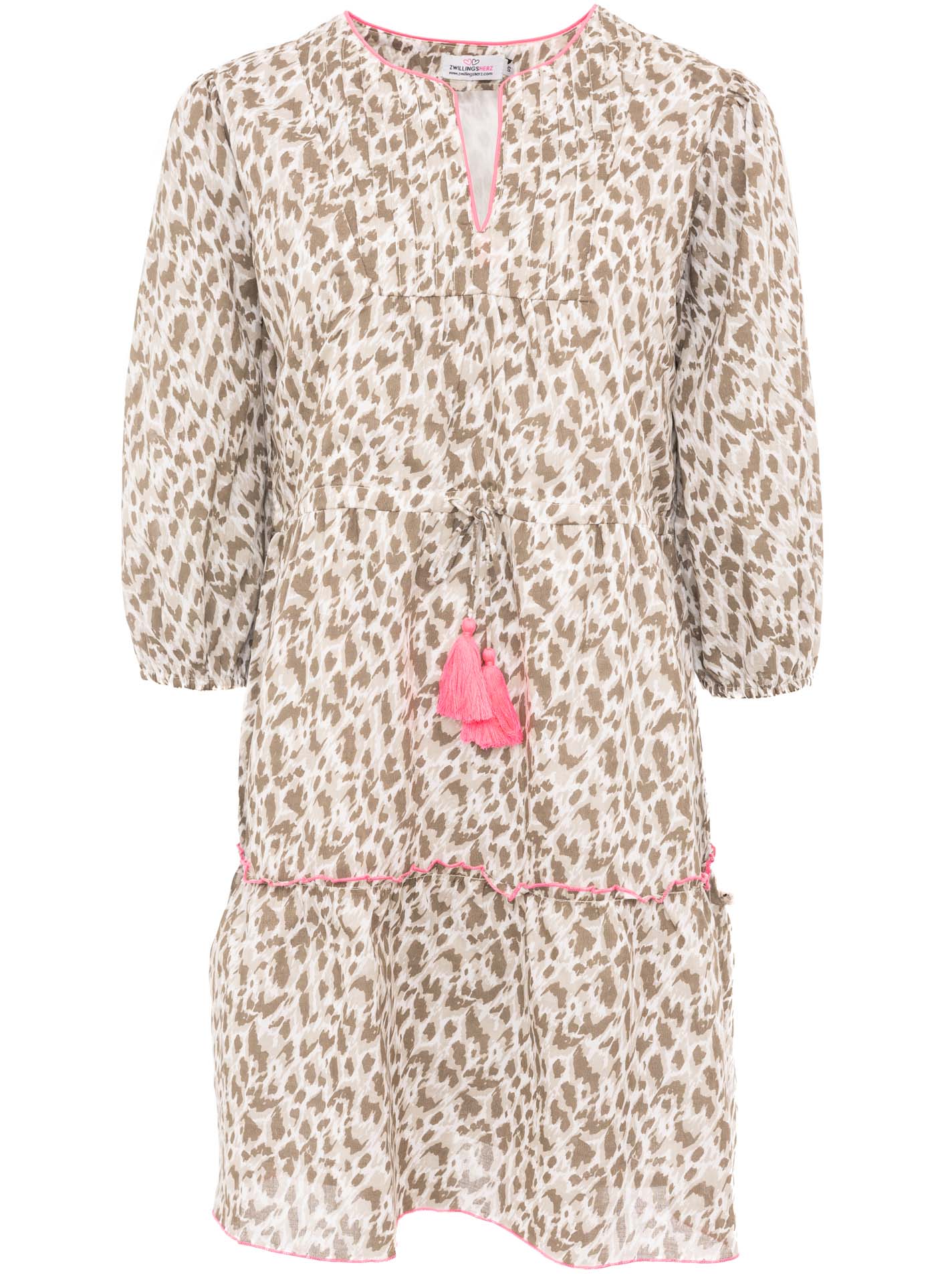 Zwillingsherz Sommerkleid »"Colorful Leopard"«, zum Binden mit Tasseln und kontrastfarbigen Details Zwillingsherz Sommerkleid »"Colorful Leopard"«, zum Binden mit Tasseln und kontrastfarbigen Details von Zwillingsherz