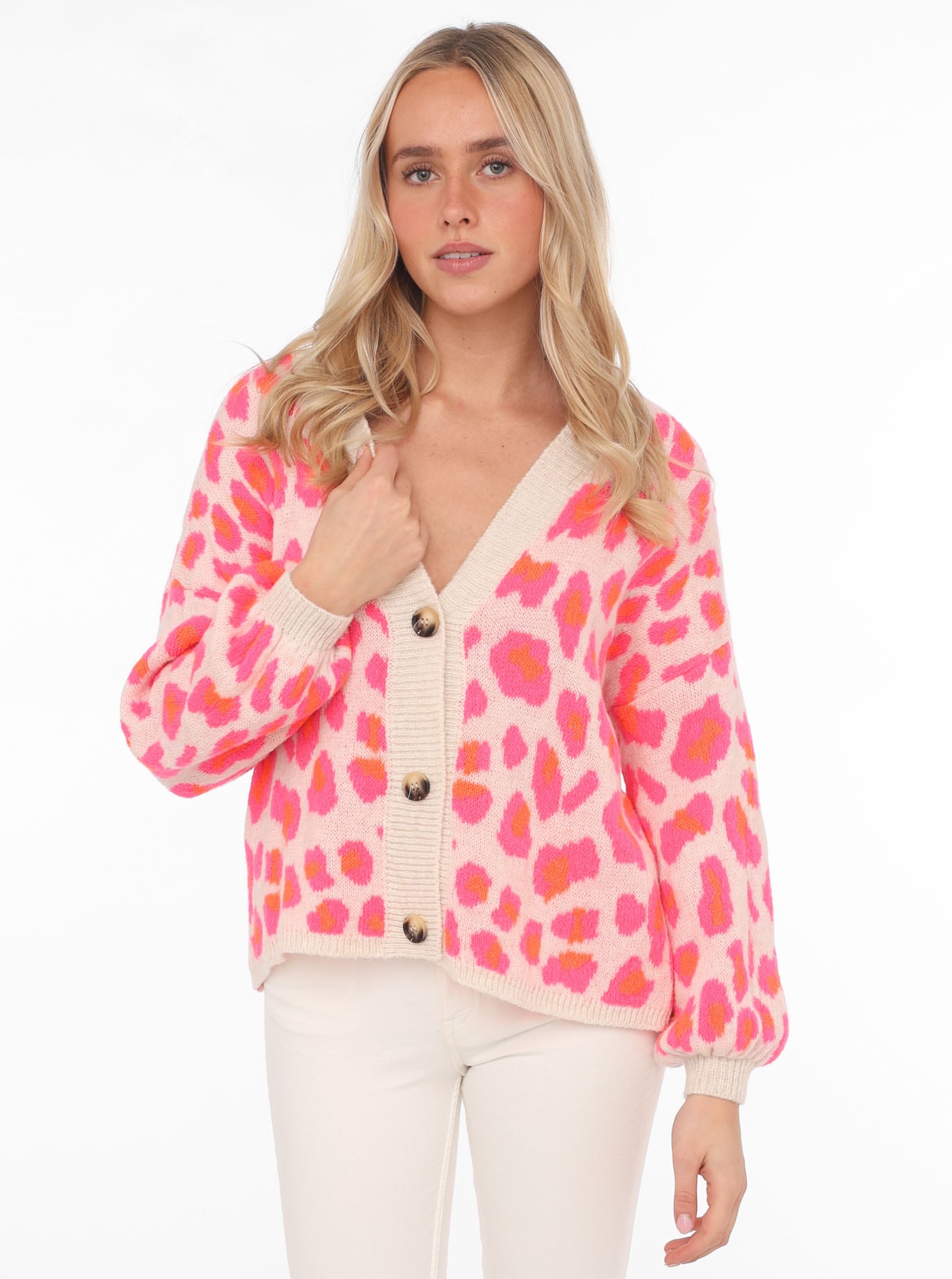 Zwillingsherz Strickjacke »"Big Leo"«, mit Knöpfen und auffallendem Leo Muster, One Size von Zwillingsherz