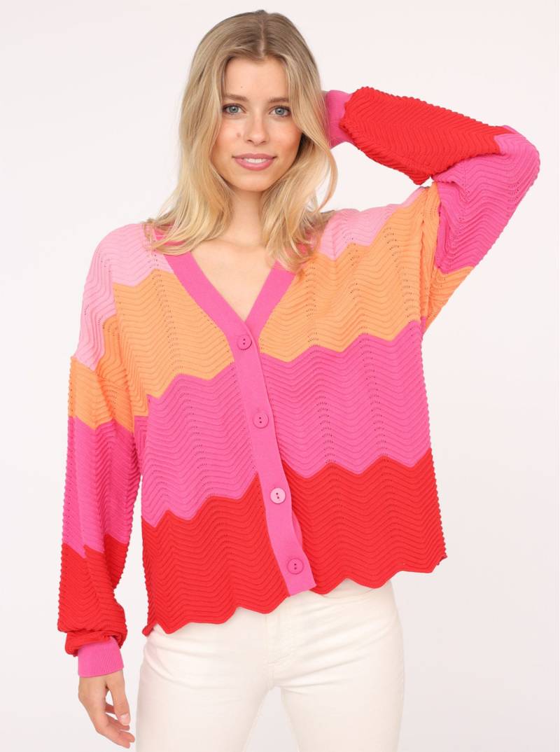 Zwillingsherz Strickjacke »"Block Wellen"«, Mit unifarbenen Bündchen von Zwillingsherz