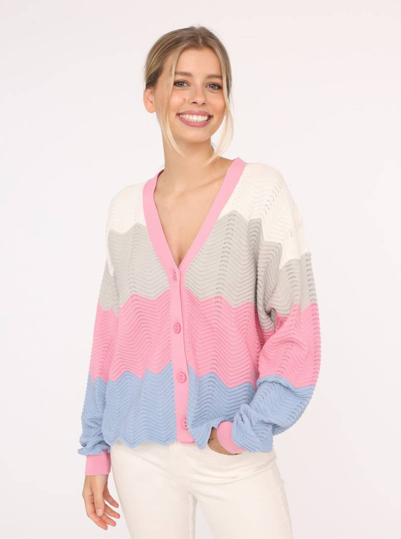 Zwillingsherz Strickjacke »"Block Wellen"«, Mit unifarbenen Bündchen von Zwillingsherz