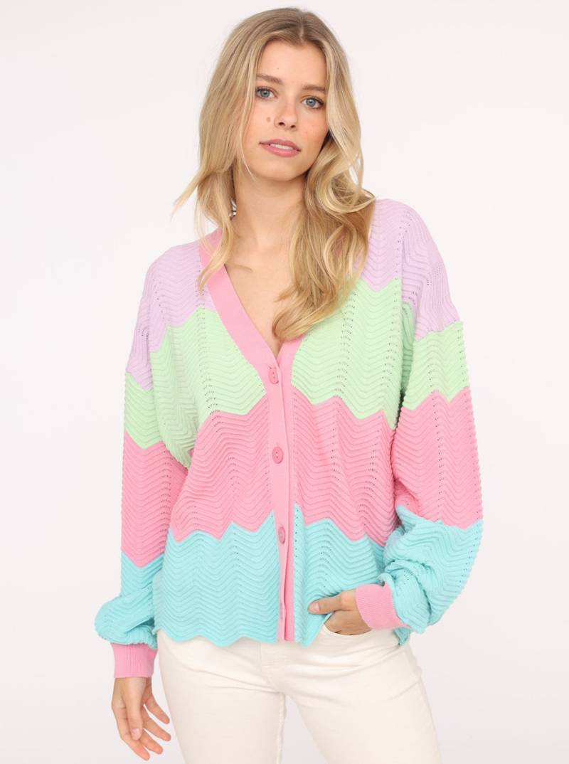 Zwillingsherz Strickjacke »"Block Wellen"«, Mit unifarbenen Bündchen von Zwillingsherz