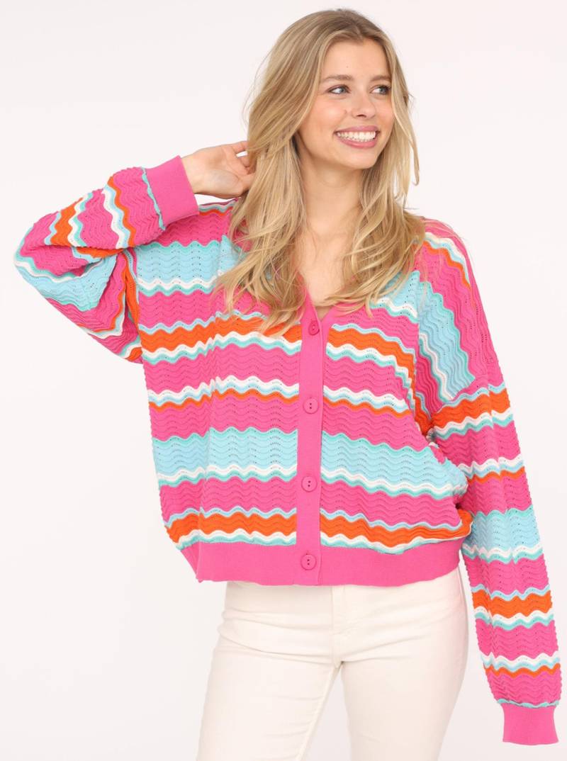 Zwillingsherz Strickjacke »"Streifen Wellen"«, Mit unifarbenen Bündchen von Zwillingsherz