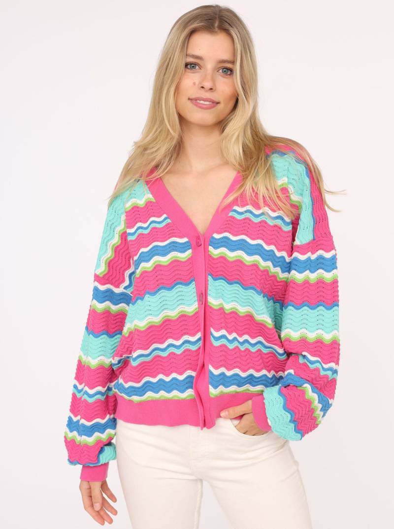 Zwillingsherz Strickjacke »"Streifen Wellen"«, Mit unifarbenen Bündchen von Zwillingsherz