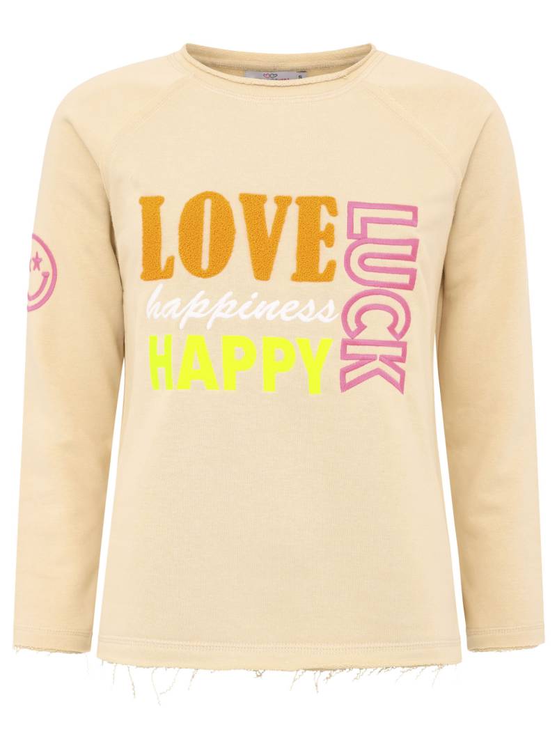 Zwillingsherz Sweater »"Love Luck Happy"«, mit Used-Look Kanten und fröhlicher Stickerei von Zwillingsherz