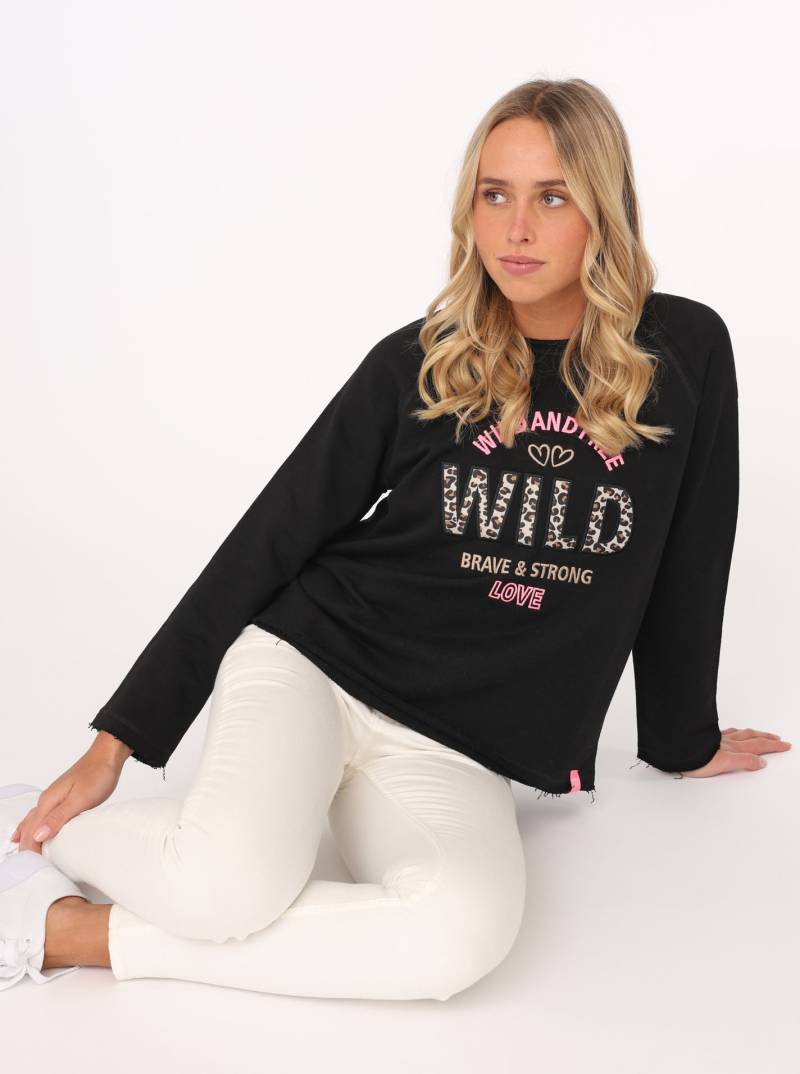 Zwillingsherz Sweater »"Wild and Free"«, mit Used-Look Kanten, Leo Details und Stickerei von Zwillingsherz