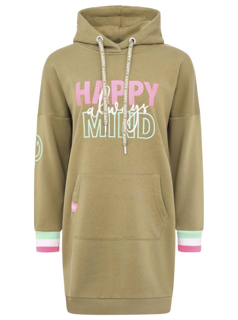 Zwillingsherz Sweatkleid »"Always Happy Mind"«, mit Kapuze und fröhlicher Botschaft, neon Armbündchen von Zwillingsherz