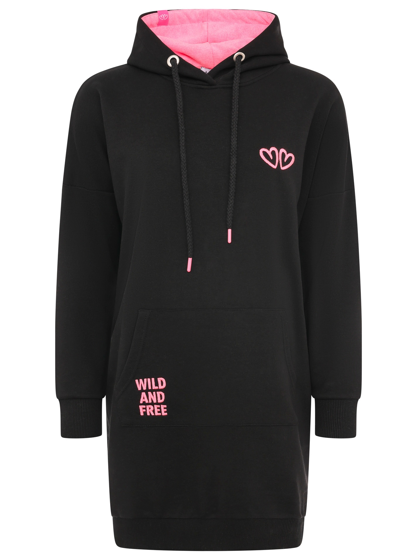 Zwillingsherz Sweatkleid »"Wild Wild Wild"«, mit Kapuze, Kängurutasche und WILD Motiv auf dem Rücken von Zwillingsherz