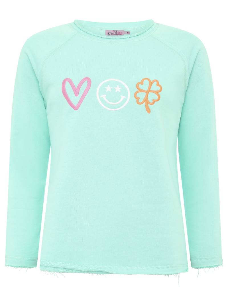 Zwillingsherz Sweatshirt »"Love Smile Luck"«, mit Used-Look Kanten und Stickerei vorne und hinten von Zwillingsherz
