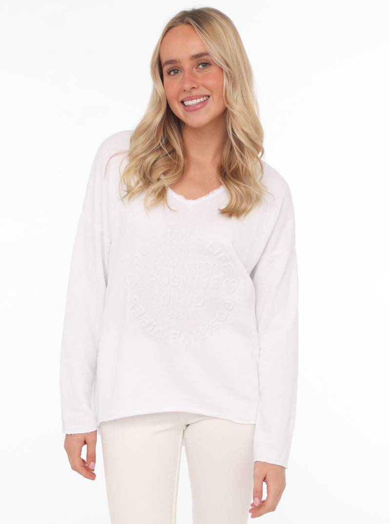 Zwillingsherz Sweatshirt »"Positive Mind"«, Mit V-Ausschnitt im Used Look und Stempeldruck von Zwillingsherz