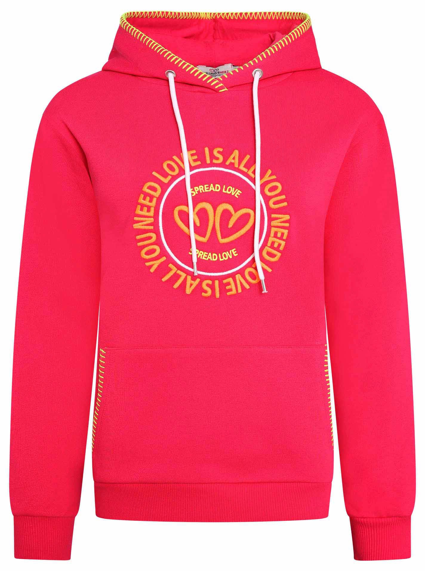 Zwillingsherz Sweatshirt, mit aufgestickten Herzen und auffälliger Kontrastnaht an der Kapuze Zwillingsherz Sweatshirt, mit aufgestickten Herzen und auffälliger Kontrastnaht an der Kapuze von Zwillingsherz