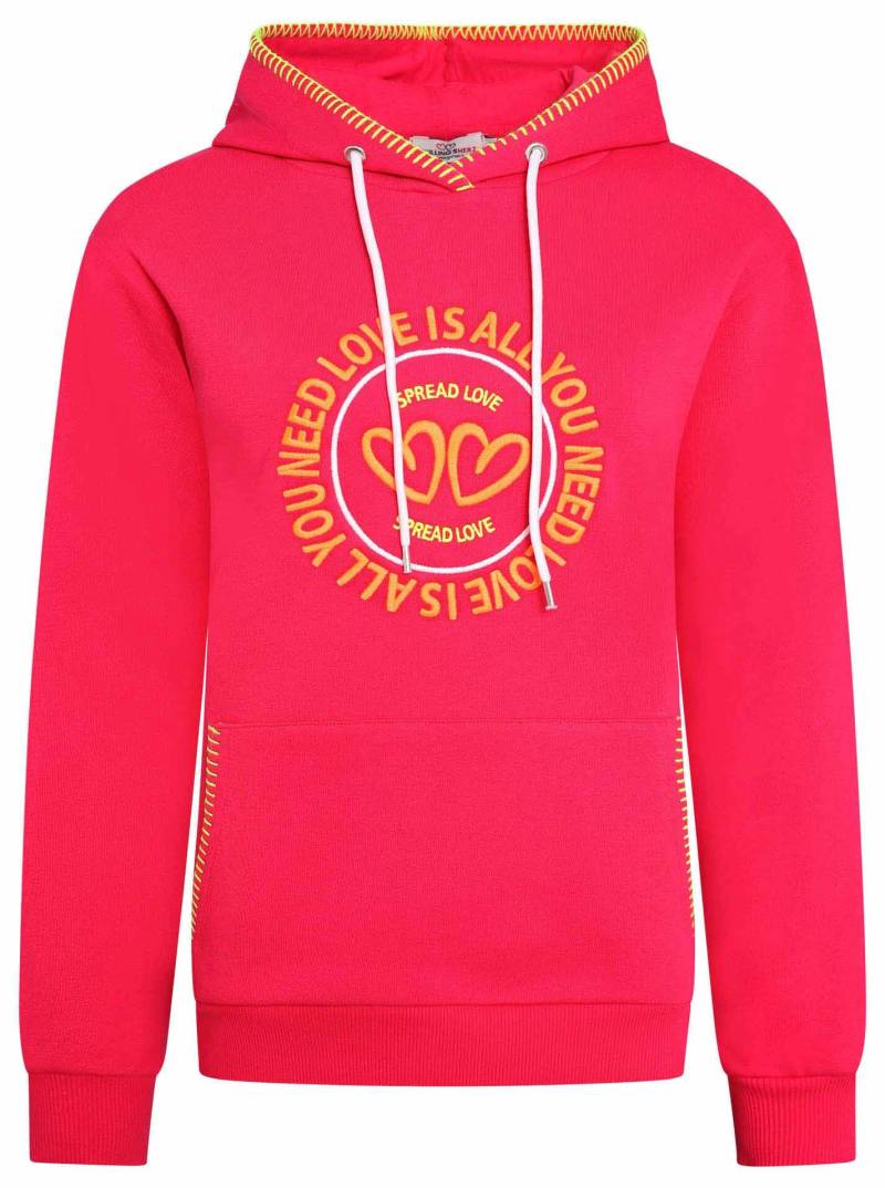 Zwillingsherz Sweatshirt, mit aufgestickten Herzen und auffälliger Kontrastnaht an der Kapuze von Zwillingsherz