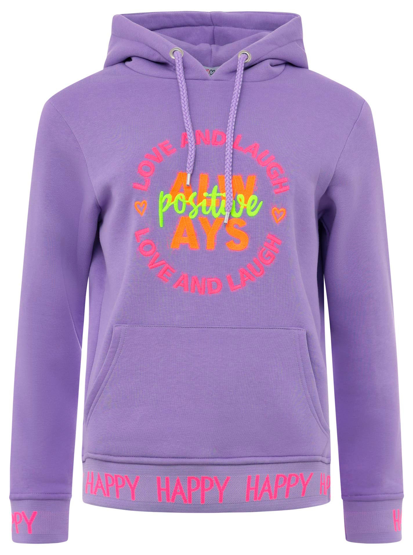 Zwillingsherz Sweatshirt, mit Kapuze, Frontprint, neonfarben von Zwillingsherz