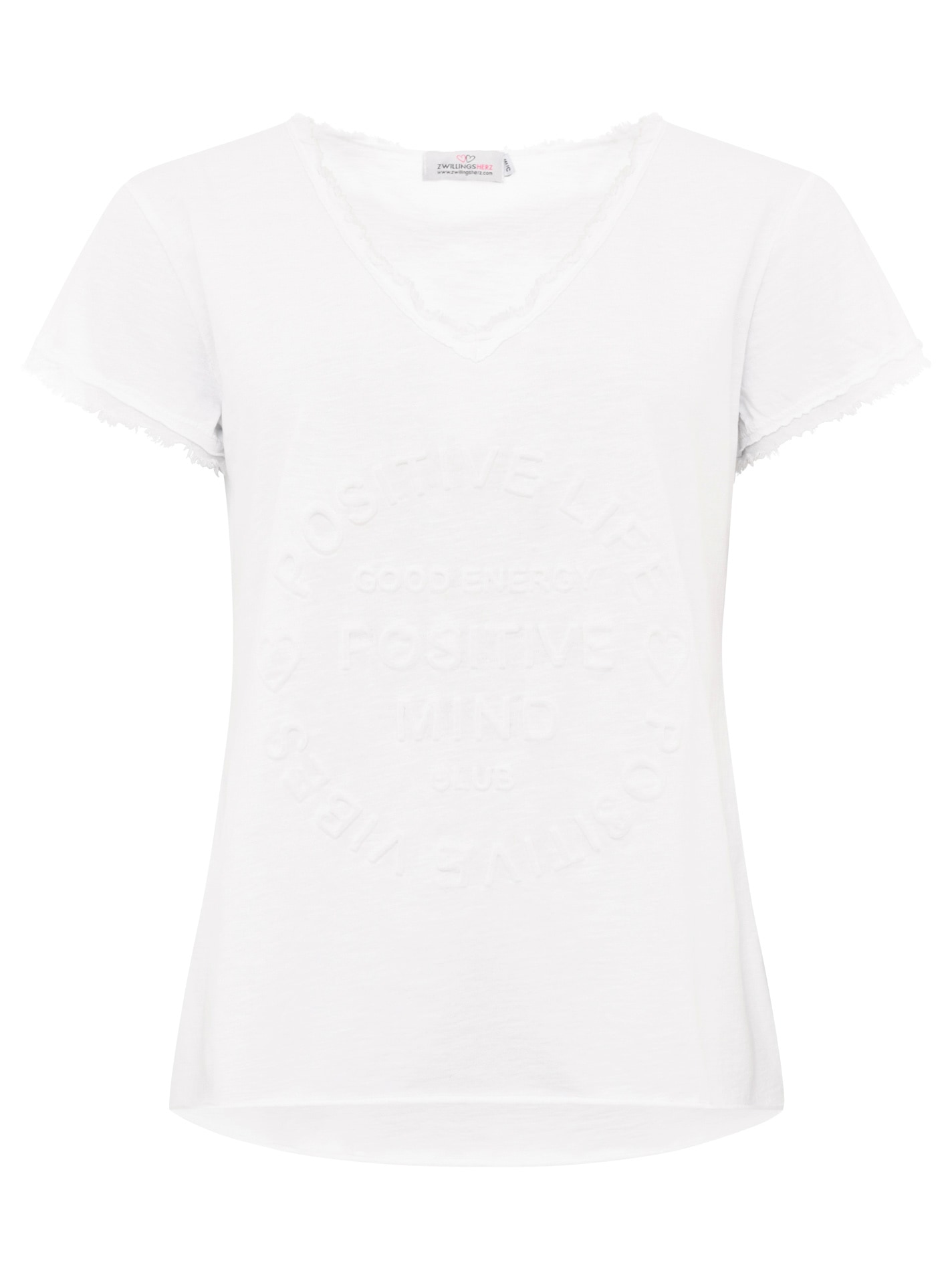 Zwillingsherz T-Shirt »"Positive Mind"«, mit V-Neck, Stempeldruck und Saum im Used-Look Zwillingsherz T-Shirt »"Positive Mind"«, mit V-Neck, Stempeldruck und Saum im Used-Look von Zwillingsherz